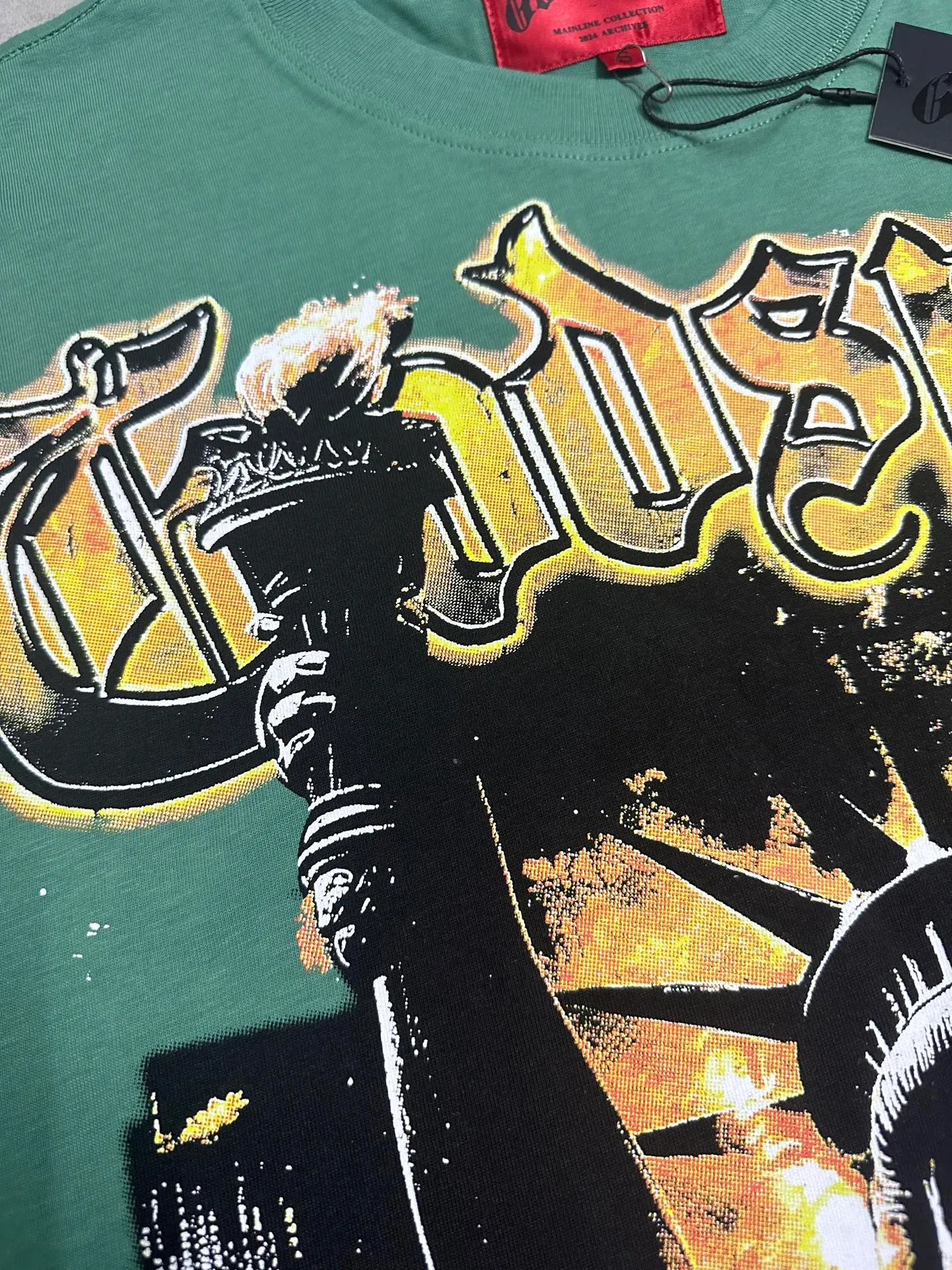 5126#pine cypress green | P106 Godspeed cross-border American rock and roll street washed retro style short-sleeved T (craft printing) fabric (fabric): 32 counts combed double yarn 240 grams weight code number (size): S-M-L-XL color (colour): pine cypress green