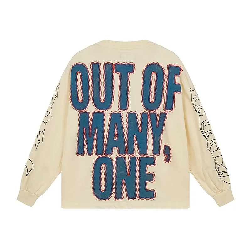 3158# P140 Real shot of Godspeed American fashion rock street pure cotton loose bottoming long-sleeved T-shirt long T. Fabric: 270g 32 count fine cotton double yarn pure cotton Color: Apricot Code number: S M L XL