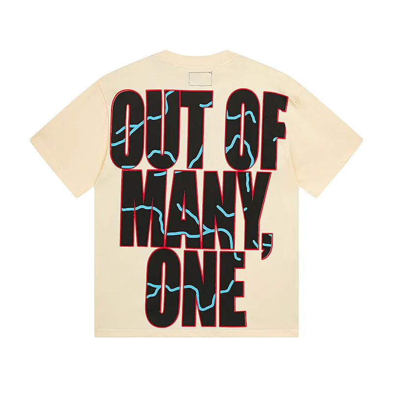 3031# P110 Real shot Godspeed American fashion rock street retro loose printed cotton short sleeves Fabric: 240g 32 count fine cotton double yarn pure cotton Color: apricot Size: S M L XL