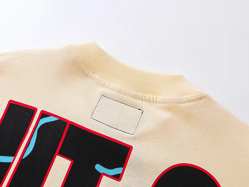 3031# P110 Real shot Godspeed American fashion rock street retro loose printed cotton short sleeves Fabric: 240g 32 count fine cotton double yarn pure cotton Color: apricot Size: S M L XL