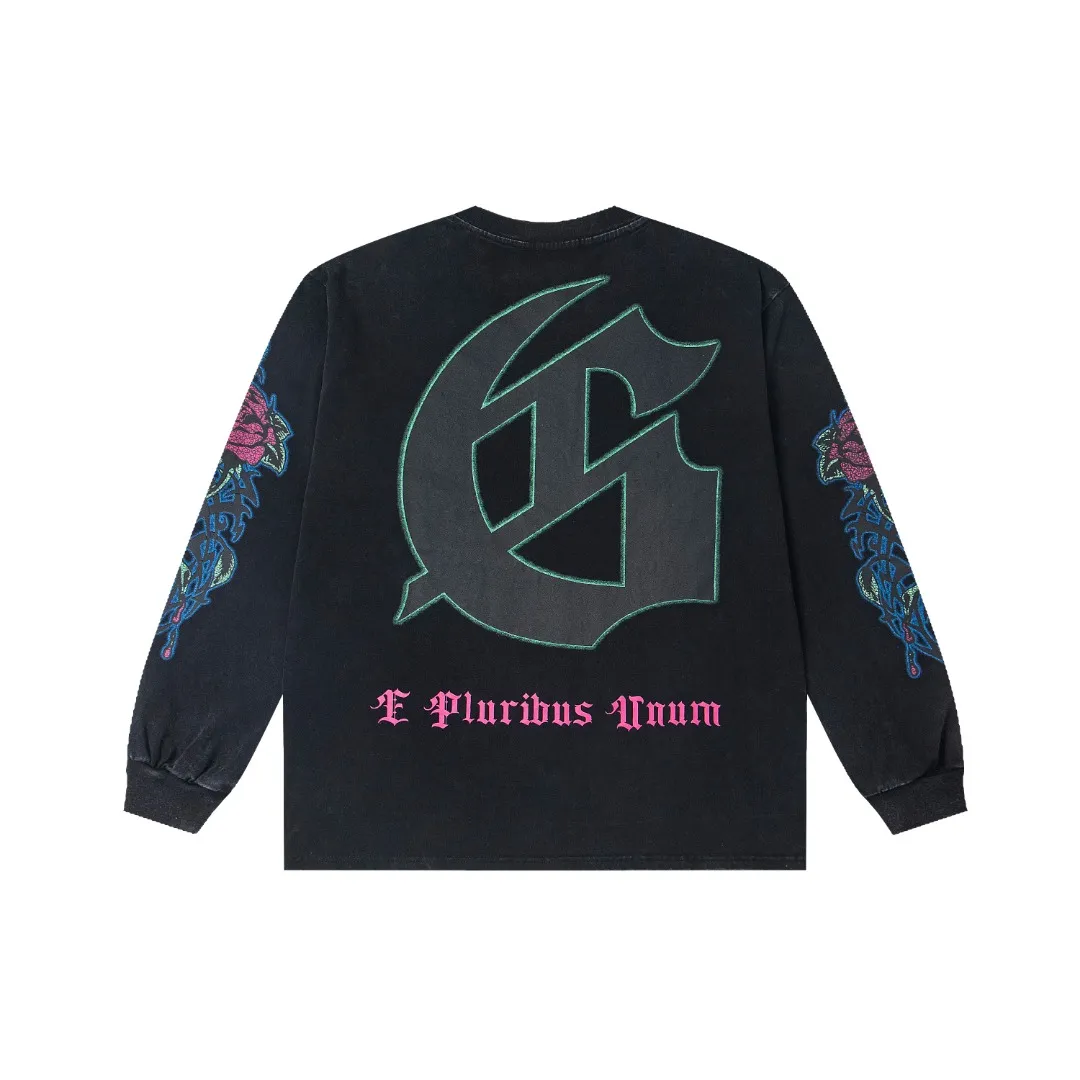 G45# GodSpeed ​​HD printed washed long sleeve S-XL size black (washed) P136 purple (washed) P136