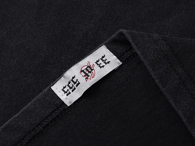1026# P126 Washed Black Real Shot Godspeed American Fashion Rock Street Retro Washed Distressed Printed Cotton Short Sleeves Fabric: 250g 32 Count Fine Cotton Double Yarn Pure Cotton Color: Washed Black Size: S M L XL