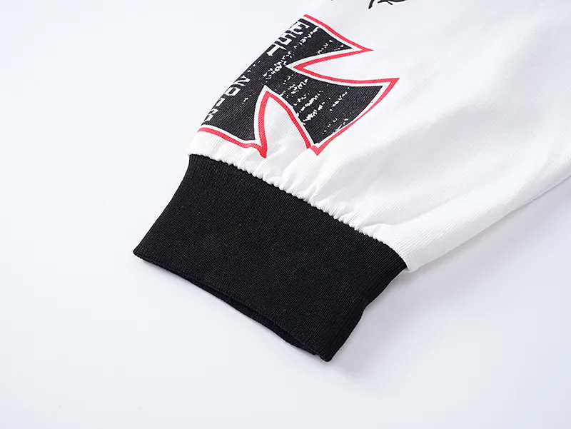 3100# P140 Real shot Godspeed American fashion rock street pure cotton loose bottoming long-sleeved T-shirt long T Fabric: 270g 32 count fine cotton double yarn pure cotton Color: off-white Size: S M L XL
