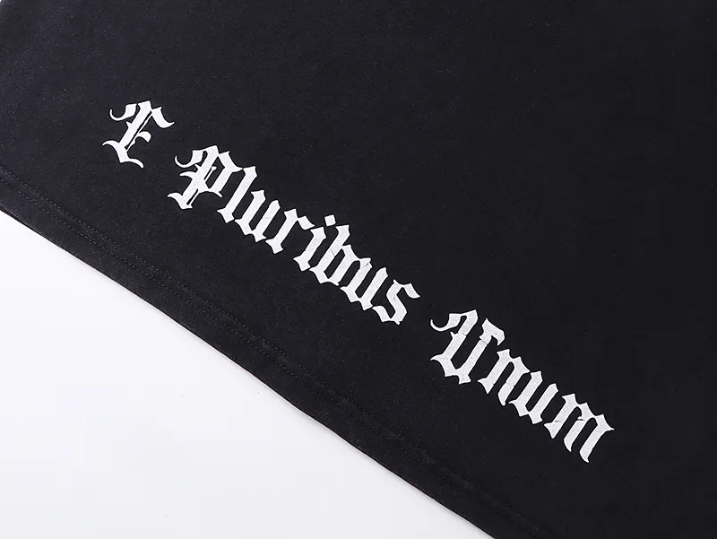 1037# P126 Washed Black Real Shot Godspeed American Fashion Rock Street Retro Washed Distressed Printed Pure Cotton Short Sleeves Fabric: 250g 32 Count Fine Cotton Double Yarn Pure Cotton Color: Washed Black Size: S M L XL