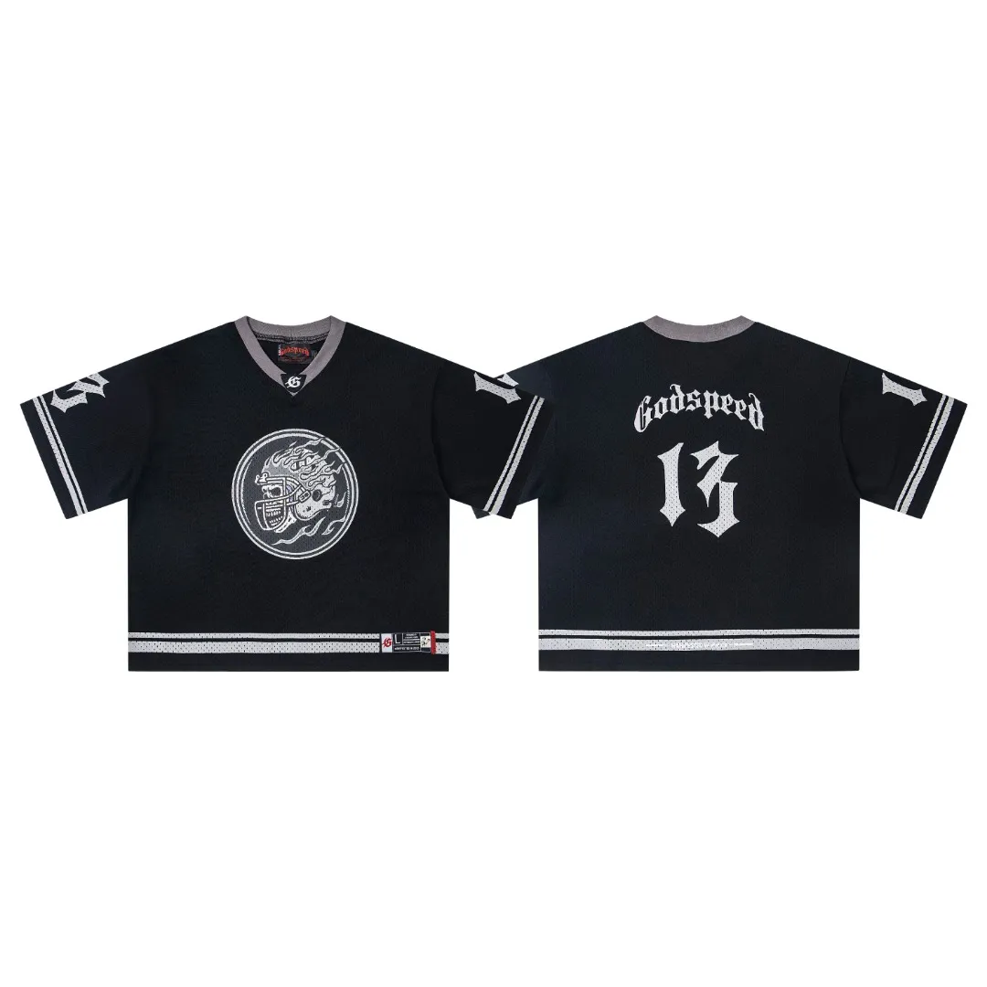 GW02# GodSpeed ​​mesh short-sleeved jersey S-XL black gray P116