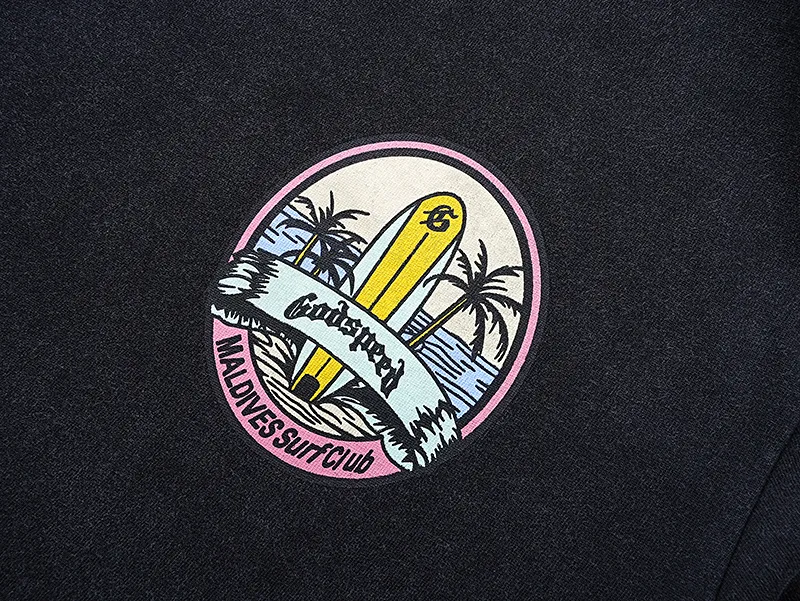 1056# P126 Washed Black Real Shot Godspeed American Fashion Rock Street Retro Washed Distressed Printed Pure Cotton Short Sleeves Fabric: 250g 32 Count Fine Cotton Double Yarn Pure Cotton Color: Washed Black Size: S M L XL
