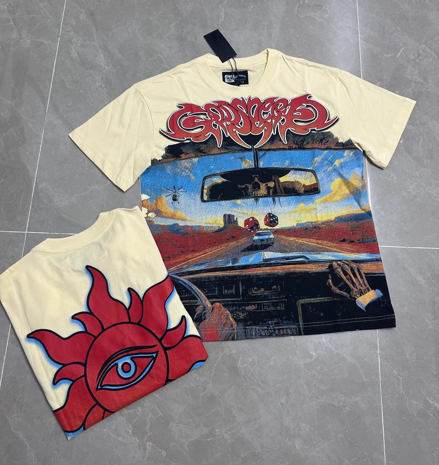 5311#apricot | P106 Godspeed cross-border American rock and roll street washed retro style short-sleeved T (craft printing) fabric (fabric) 32 counts combed double yarn 240 grams weight code number (size): S-M-L-XL color (colour): apricot