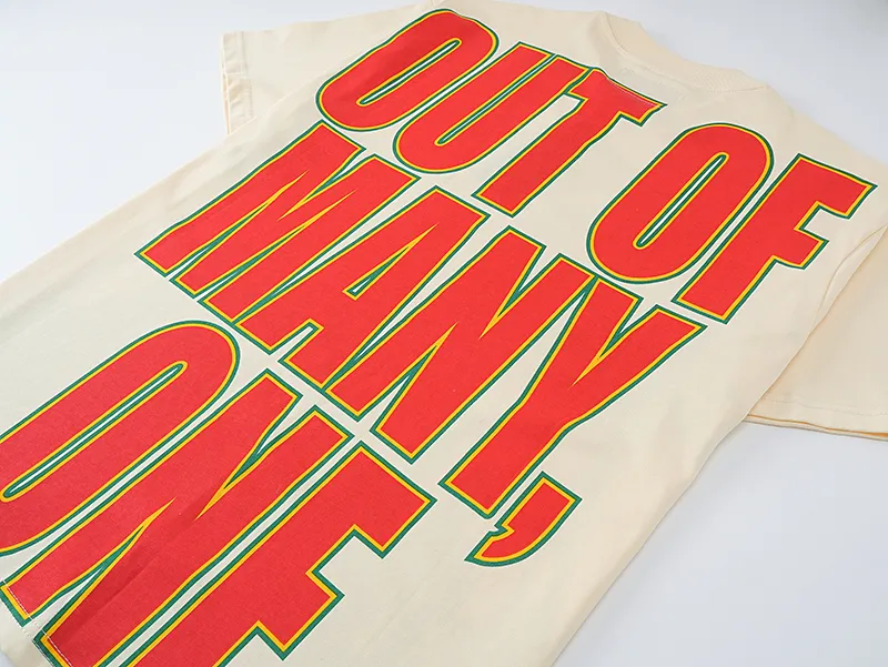 3068# P110 Real shot Godspeed American fashion rock street retro loose printed cotton short sleeves Fabric: 240g 32 count fine cotton double yarn pure cotton Color: apricot Size: S M L XL