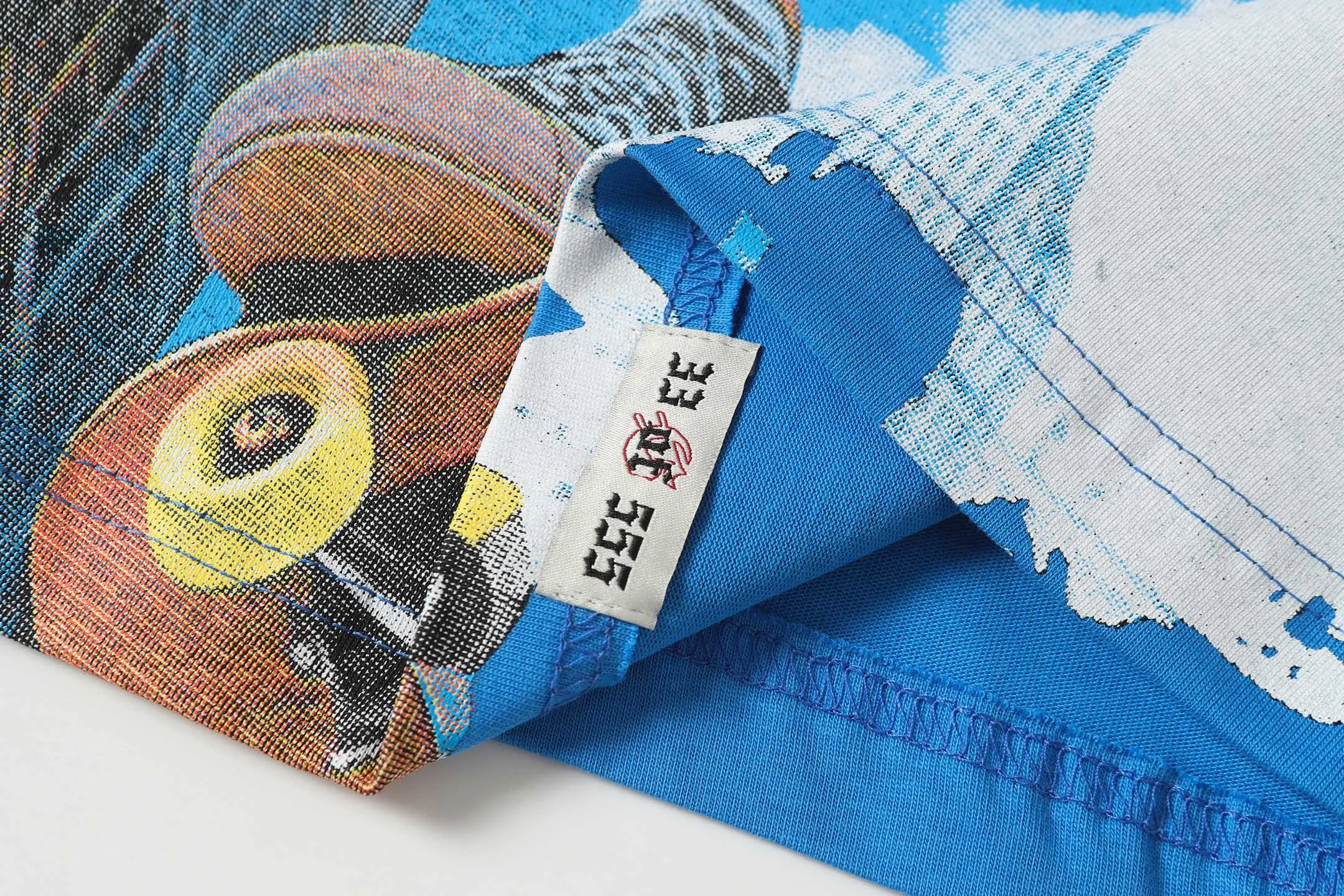 5098#Klein Blue｜P104 Godspeed cross-border American rock and roll street washed retro style short-sleeved T (craft printing) fabric (fabric): 32-count combed double yarn 240 grams weight code number (size): S-M-L-XL color (colour): Klein blue