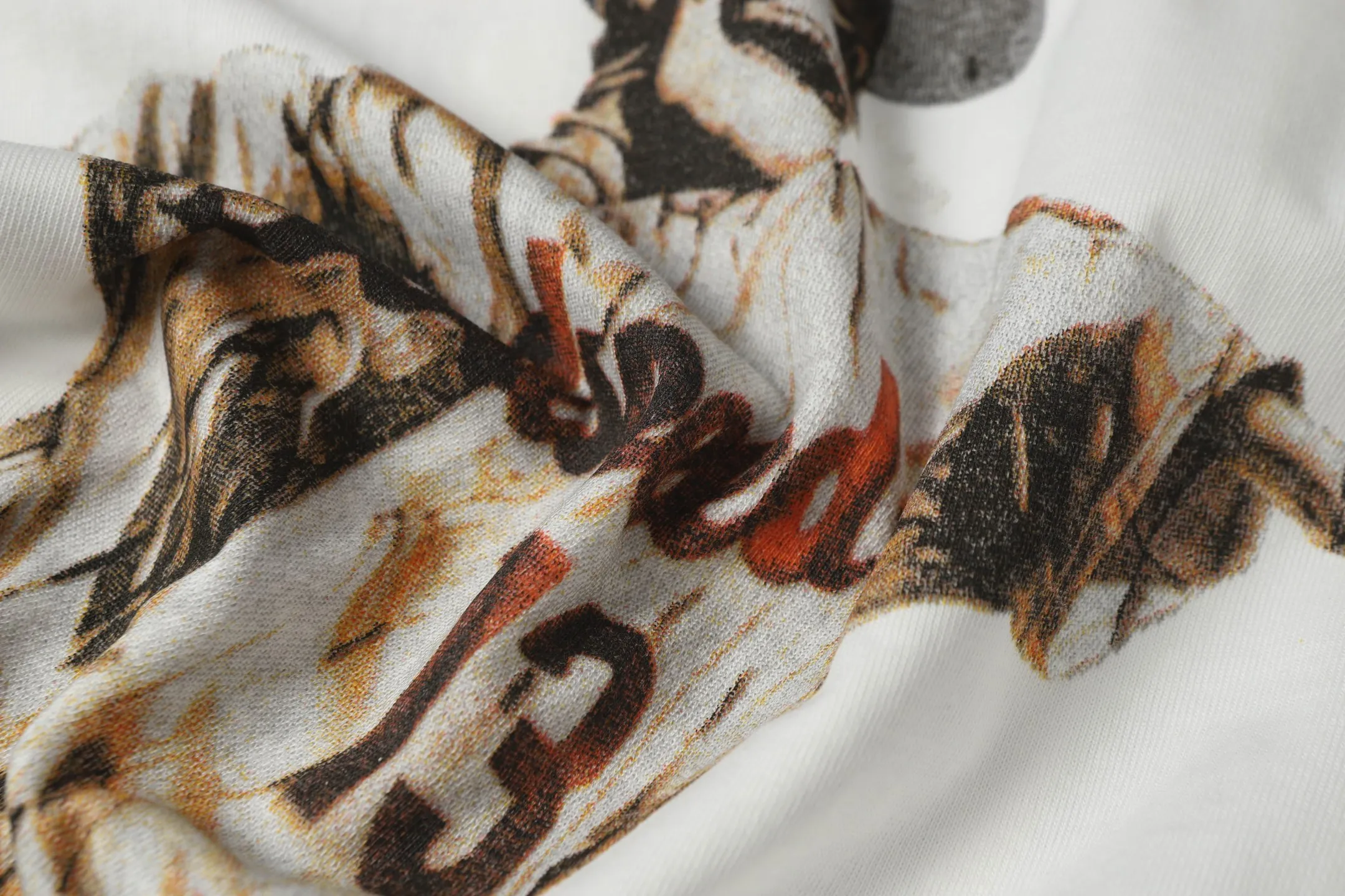 5013# white | apricot | P104 Godspeed cross-border American rock and roll street wash retro style short-sleeved T (craft print) fabric (fabric): 32 counts combed double yarn 240 grams weight code number (size): S-M-L-XL color (colour): white, apricot,