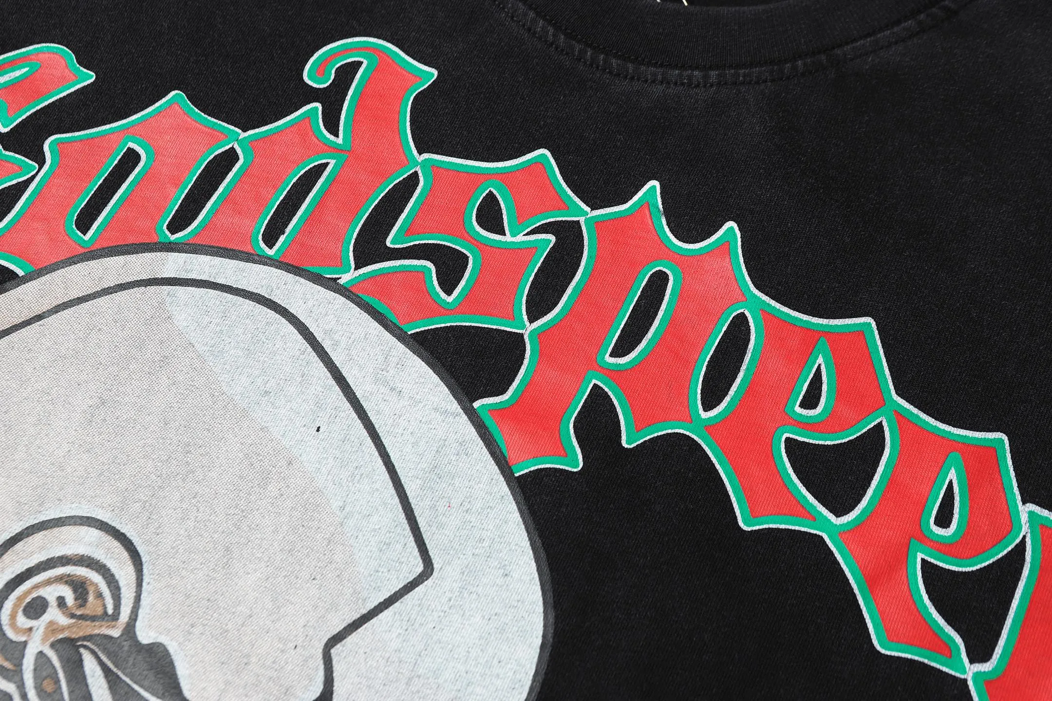 58💰6078#washed black I Godspeed cross-border American rock and roll street washed retro style short-sleeved T (craft printing) fabric (fabric): 32 count combed double yarn 250 grams weight code number (size): S-M-L-XL color (colour): washed black