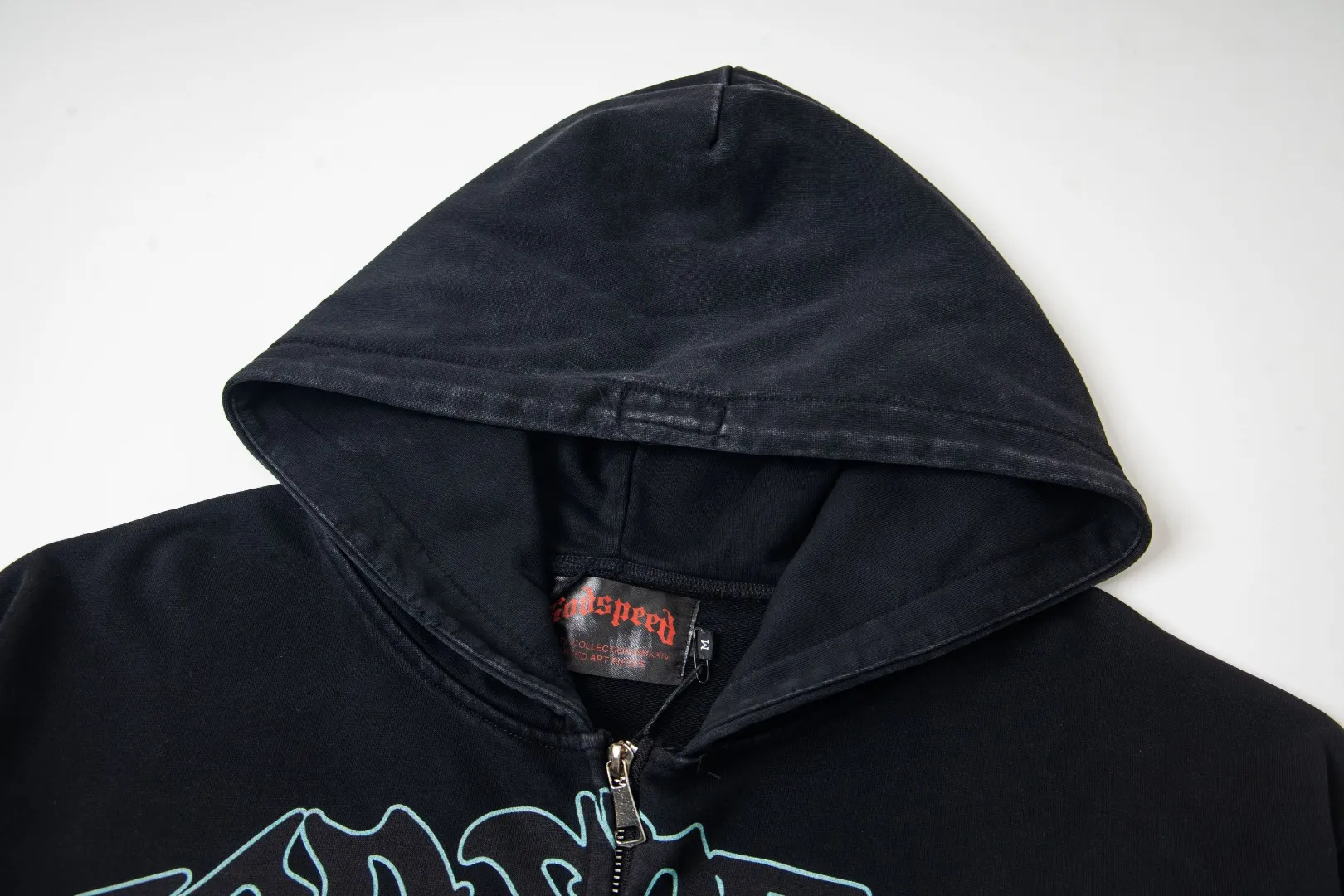 G39# GodSpeed ​​white ink direct spray zipper sweatshirt S-XL washed black P236 apricot P226