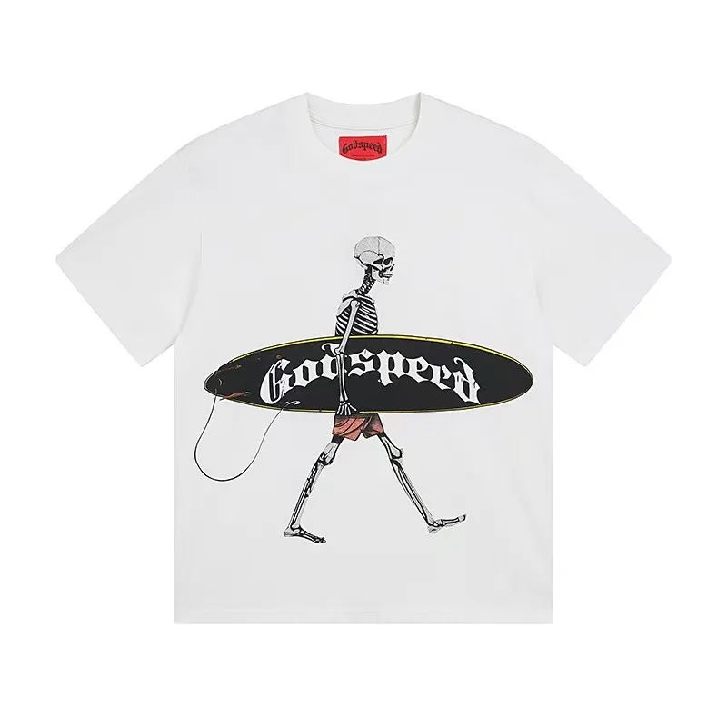 5049#White/Apricot｜P104 Godspeed cross-border American rock and roll street washed retro style short-sleeved T (craft printing) fabric (fabric): 32-count combed double yarn 240 grams weight code number (size): S-M-L-XL color (colour): white, apricot,