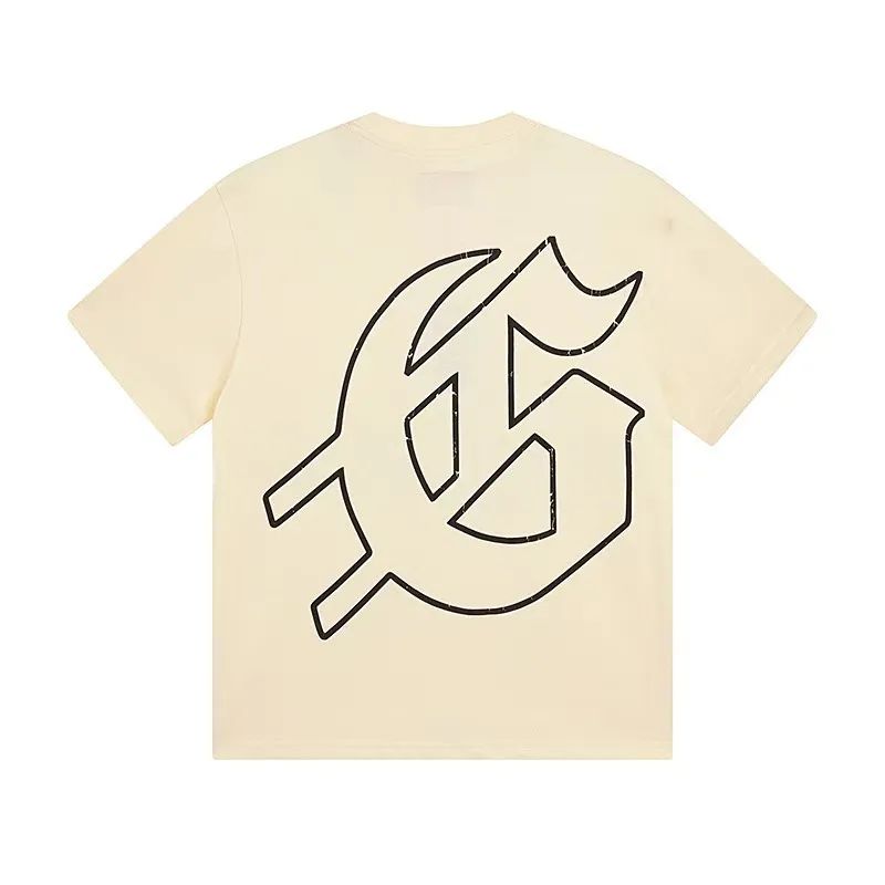 5049#White/Apricot｜P104 Godspeed cross-border American rock and roll street washed retro style short-sleeved T (craft printing) fabric (fabric): 32-count combed double yarn 240 grams weight code number (size): S-M-L-XL color (colour): white, apricot,