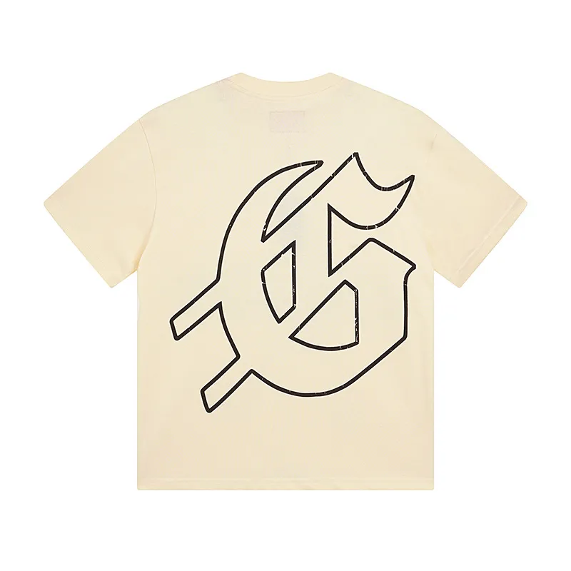 5049#White/Apricot｜P104 Godspeed cross-border American rock and roll street washed retro style short-sleeved T (craft printing) fabric (fabric): 32-count combed double yarn 240 grams weight code number (size): S-M-L-XL color (colour): white, apricot,