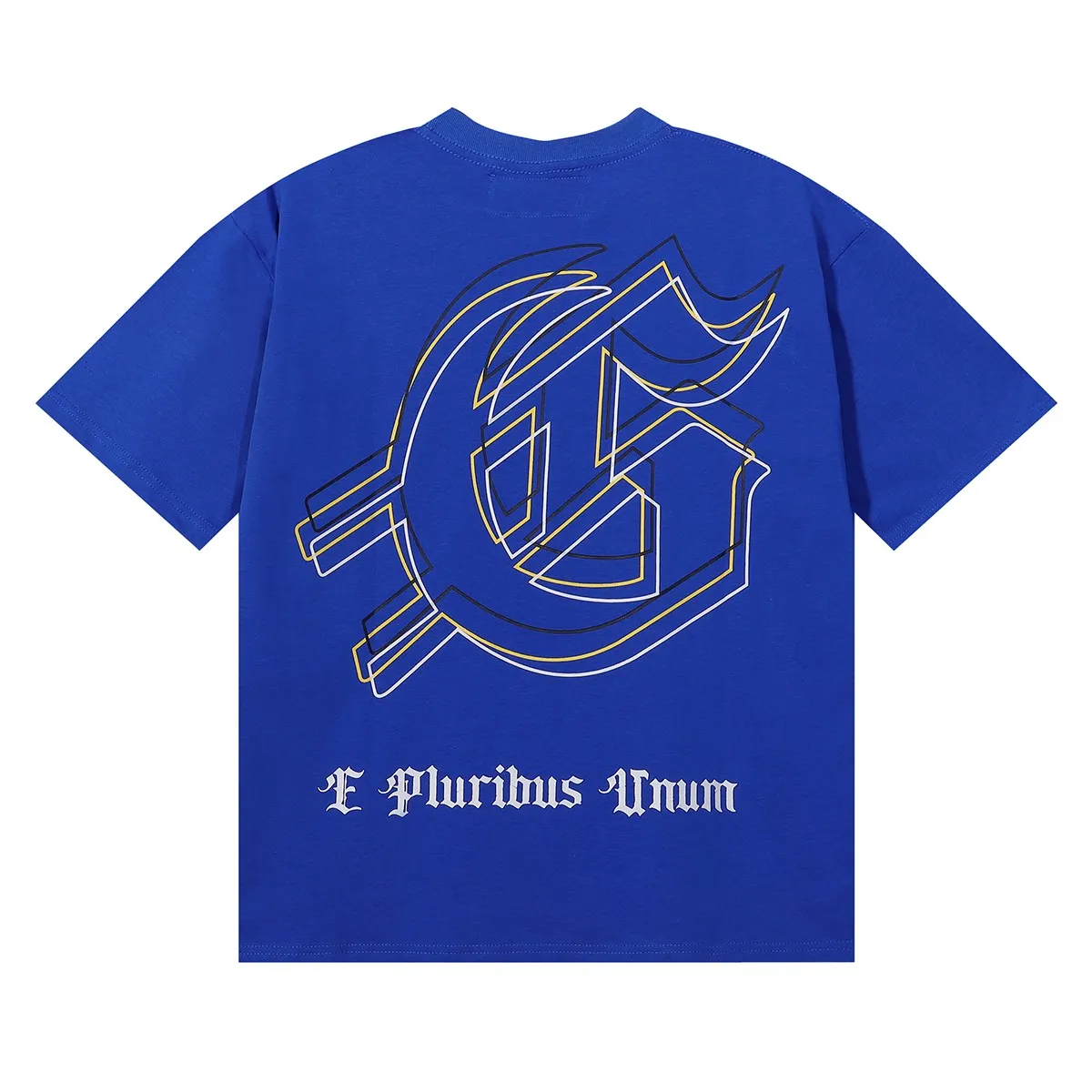 No. 7053, Mechao Godspeed space suit pyramid print high quality double yarn pure cotton casual round neck short-sleeved T-shirt batch 110 Color: black, blue; Size: S M L XL