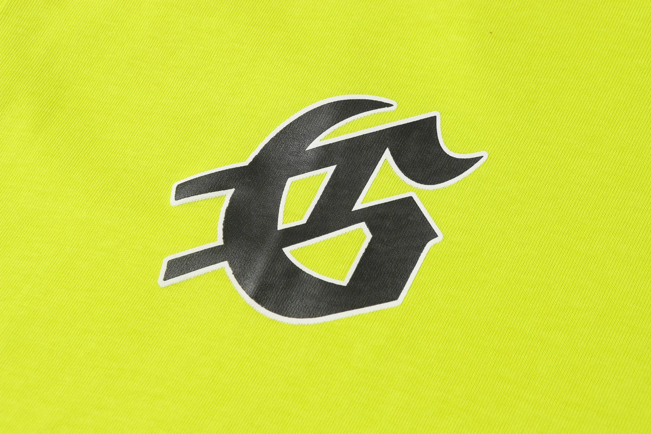 5035# Fluorescent Green｜P104 Godspeed cross-border American rock and roll street washed retro style short-sleeved T (craft printing) fabric (fabric) 32-count combed double yarn 240 grams weight code number (size): S-M-L-XL color (colour): fluorescent green