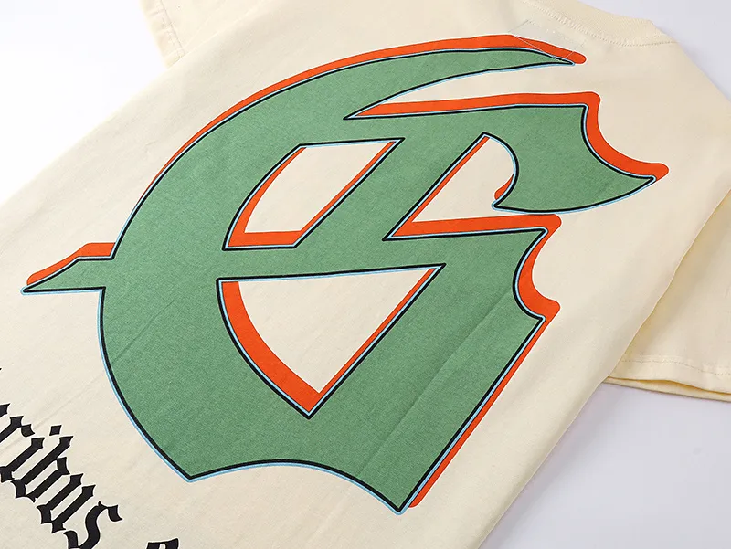 3111# P106 Real shot Godspeed American fashion rock street retro loose printed cotton short sleeves Fabric: 240g 32 count fine cotton double yarn pure cotton Color: apricot Size: S M L XL