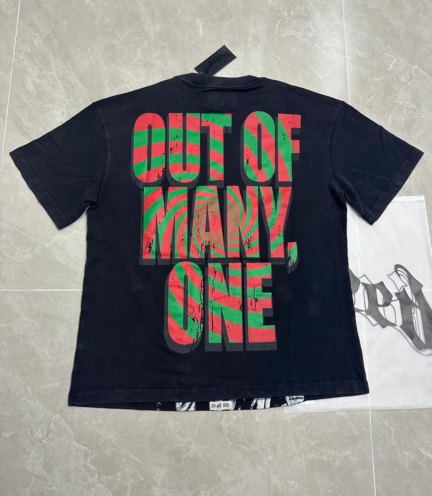 6317 washed black I P116 #Godspeed cross-border American rock and roll street washed retro style short-sleeved T (craft printing) fabric (fabric): 32 count combed double yarn 250 grams weight code number (size): S-M-L-XL color (colour): washed black