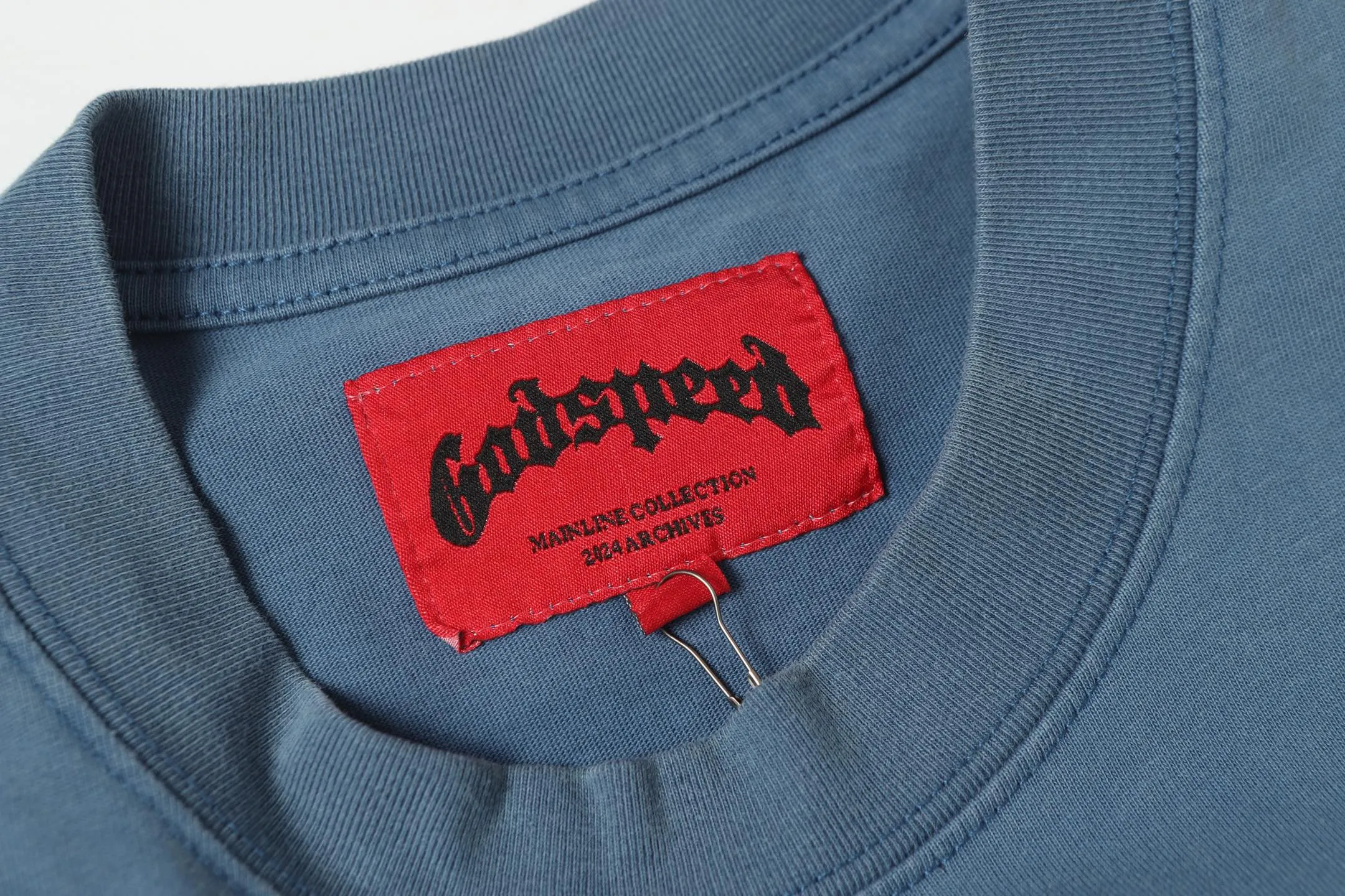 6010#washed black/washed denim blue｜P116 Godspeed cross-border American rock and roll street washed retro style short-sleeved T (craft printing) fabric (fabric): 32-count combed double yarn 250g weight code (size): S-M-L-XL color (colour): washed black, washed denim blue