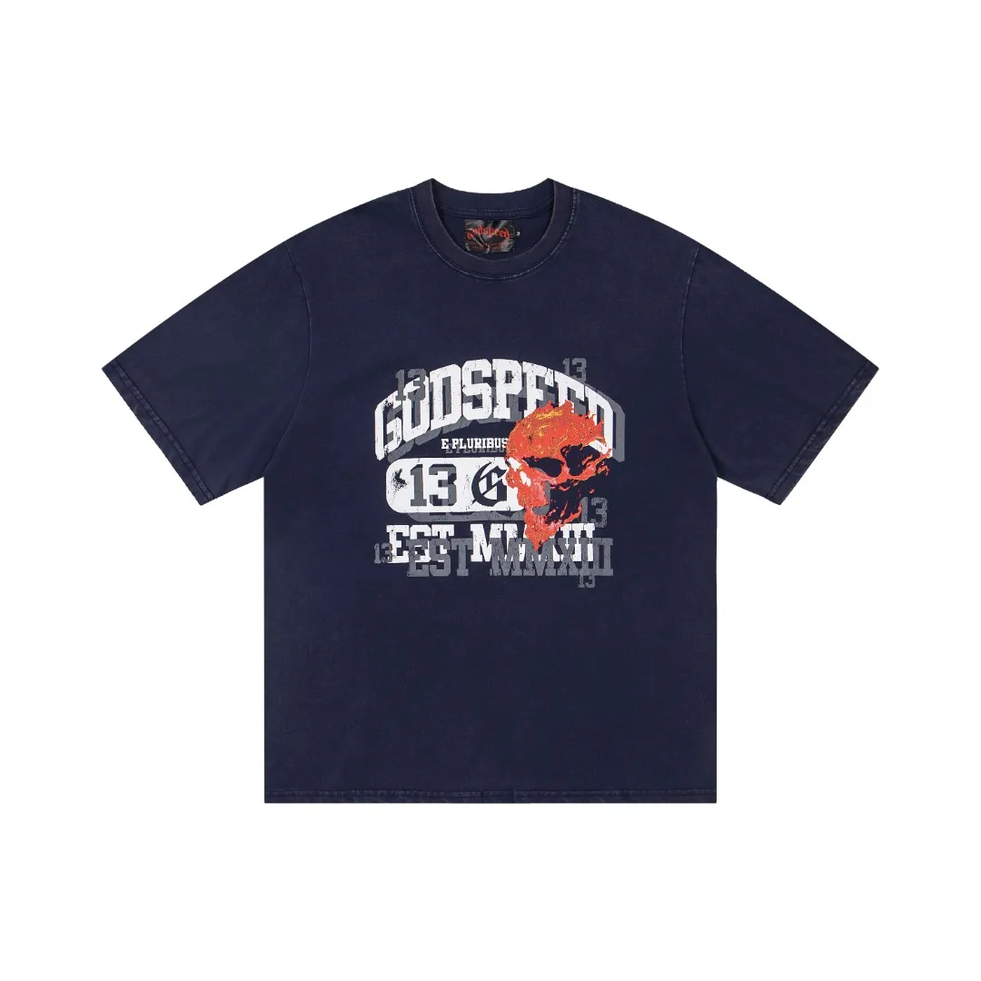 G69# GodSpeed ​​High Definition Printed Washed Short Sleeves S-XL Black P116 Blue P116 Gray P116