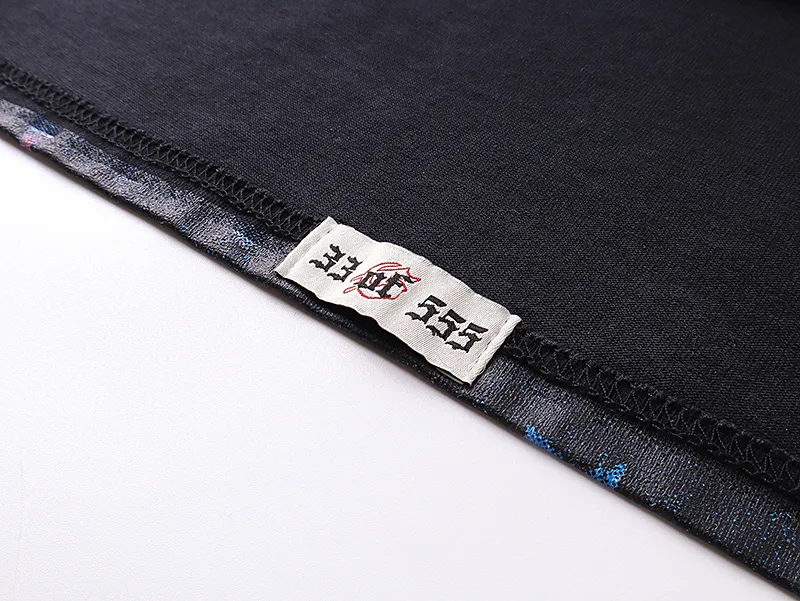 1075# P126 Washed Black Real Shot Godspeed American Fashion Rock Street Retro Washed Distressed Printed Cotton Short Sleeves Fabric: 250g 32 Count Fine Cotton Double Yarn Pure Cotton Color: Washed Black Size: S M L XL