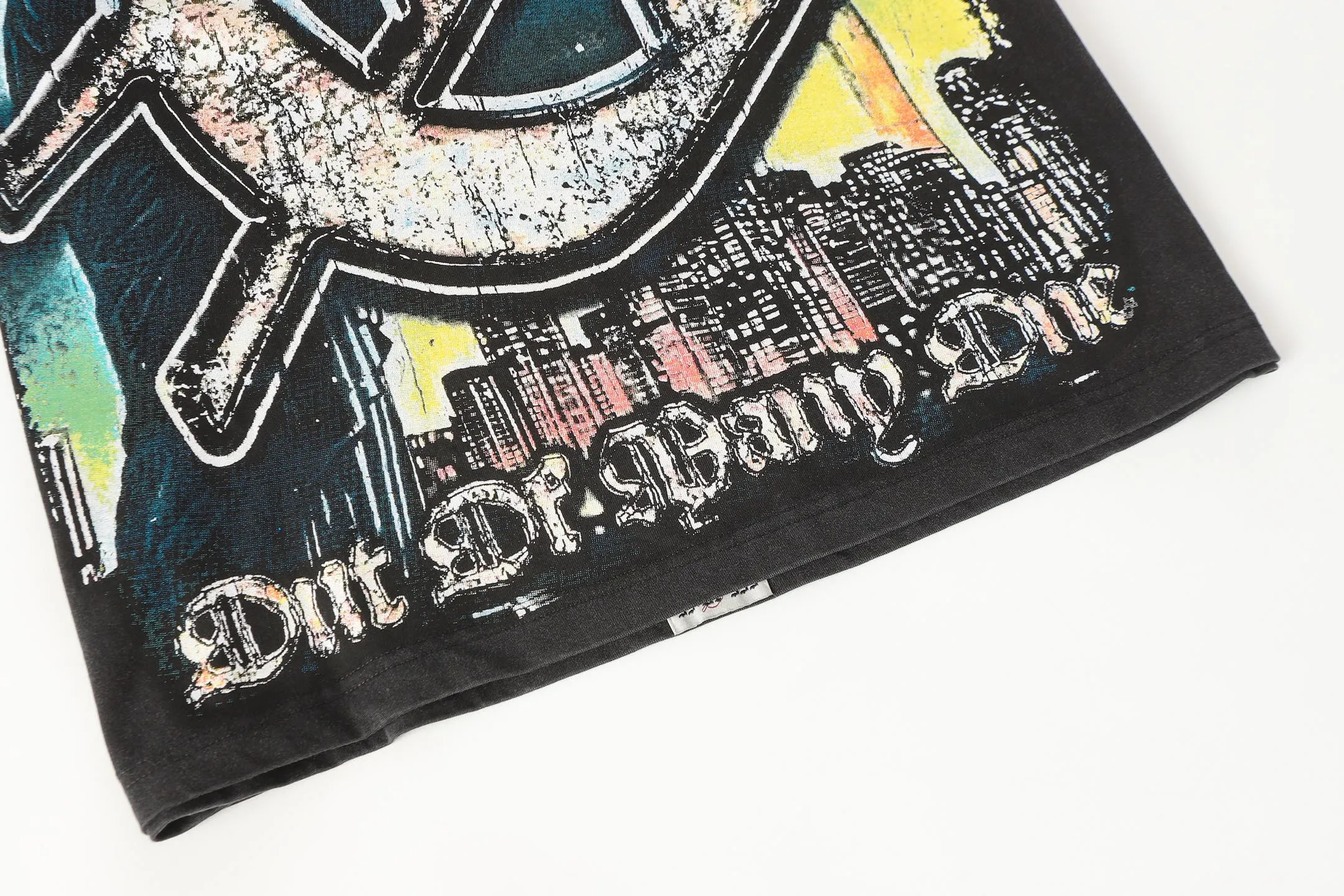 6093# Washed black I P116 High-definition printing. Soft touch Godspeed Cross-border American rock and roll street washed retro style Short-sleeved T (craft printing) Fabric (fabric): 32 counts combed double yarn 250 grams weight Size (size): S-M-L-XL Color (colour): Washed black 👉 👉 👉 👉