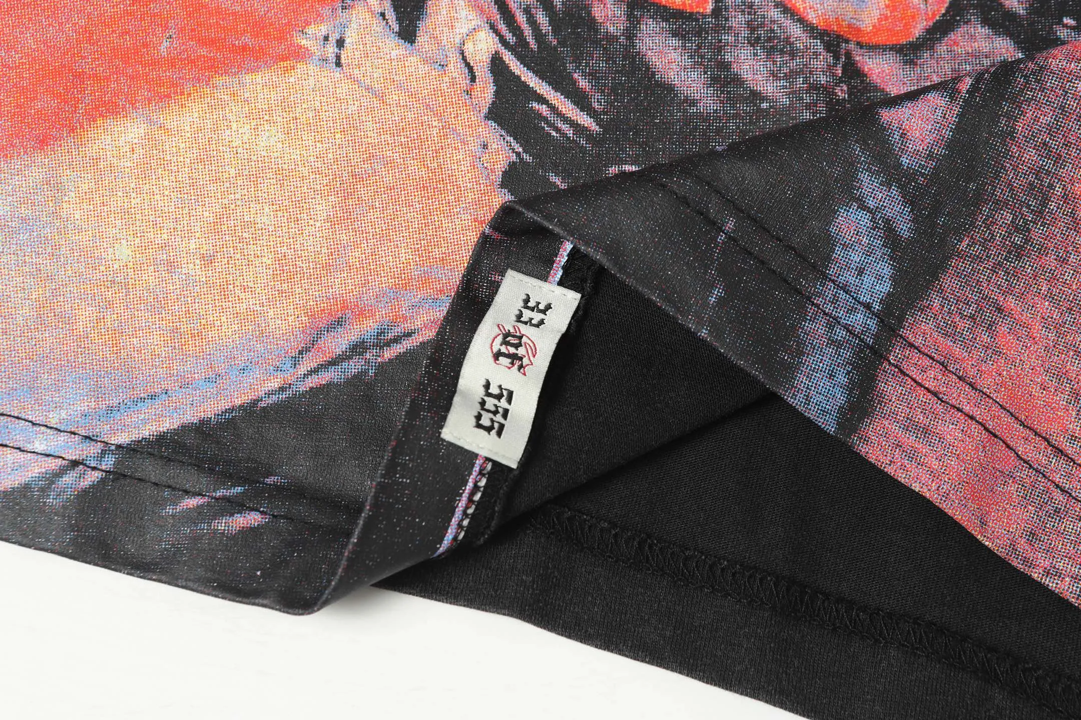 6068#washed black｜P116 Godspeed cross-border American rock and roll street washed retro style short-sleeved T (craft printing) fabric (fabric): 32 count combed double yarn 250g weight code number (size): S-M-L-XL color (colour): washed black