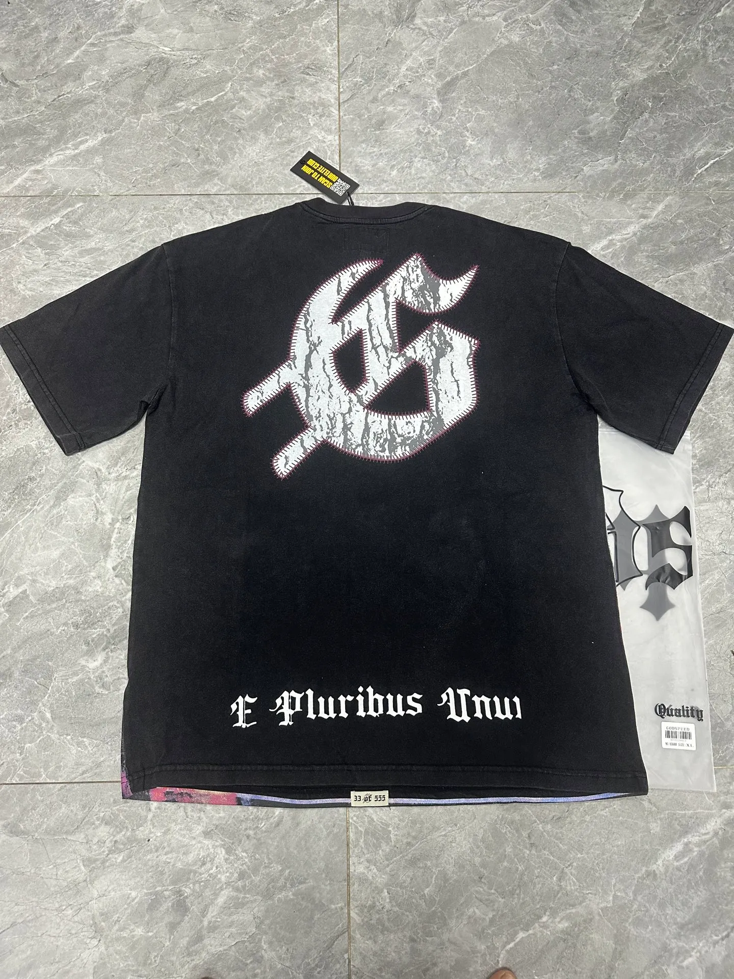 6068#washed black｜P116 Godspeed cross-border American rock and roll street washed retro style short-sleeved T (craft printing) fabric (fabric): 32 count combed double yarn 250g weight code number (size): S-M-L-XL color (colour): washed black