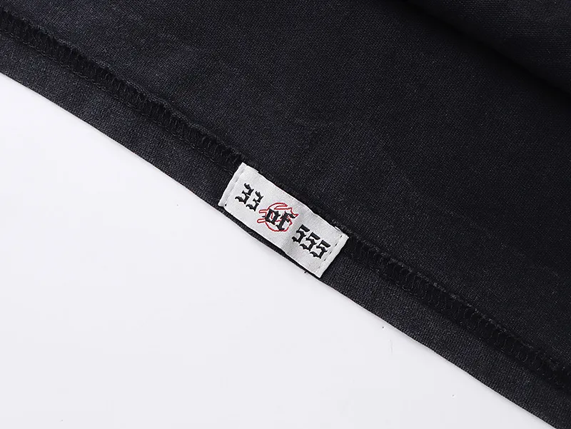 6009#washed black｜P116 Godspeed cross-border American rock and roll street washed retro style short-sleeved T (craft printing) fabric (fabric): 32 count combed double yarn 250g weight size (size): S-M-L-XL color (colour): washed black 👉