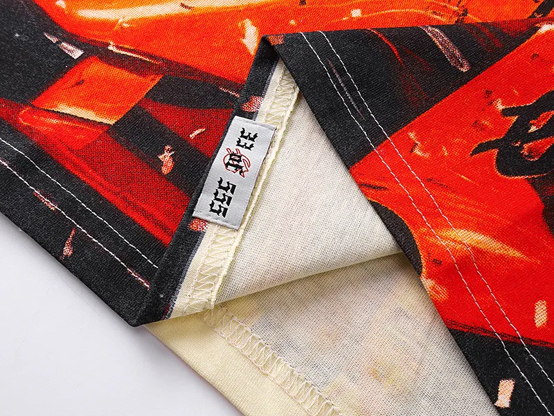 3131# P106 Real shot Godspeed American fashion rock street retro loose printed cotton short sleeves Fabric: 240g 32 count fine cotton double yarn pure cotton Color: apricot Size: S M L XL