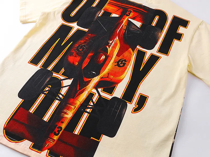 3131# P106 Real shot Godspeed American fashion rock street retro loose printed cotton short sleeves Fabric: 240g 32 count fine cotton double yarn pure cotton Color: apricot Size: S M L XL
