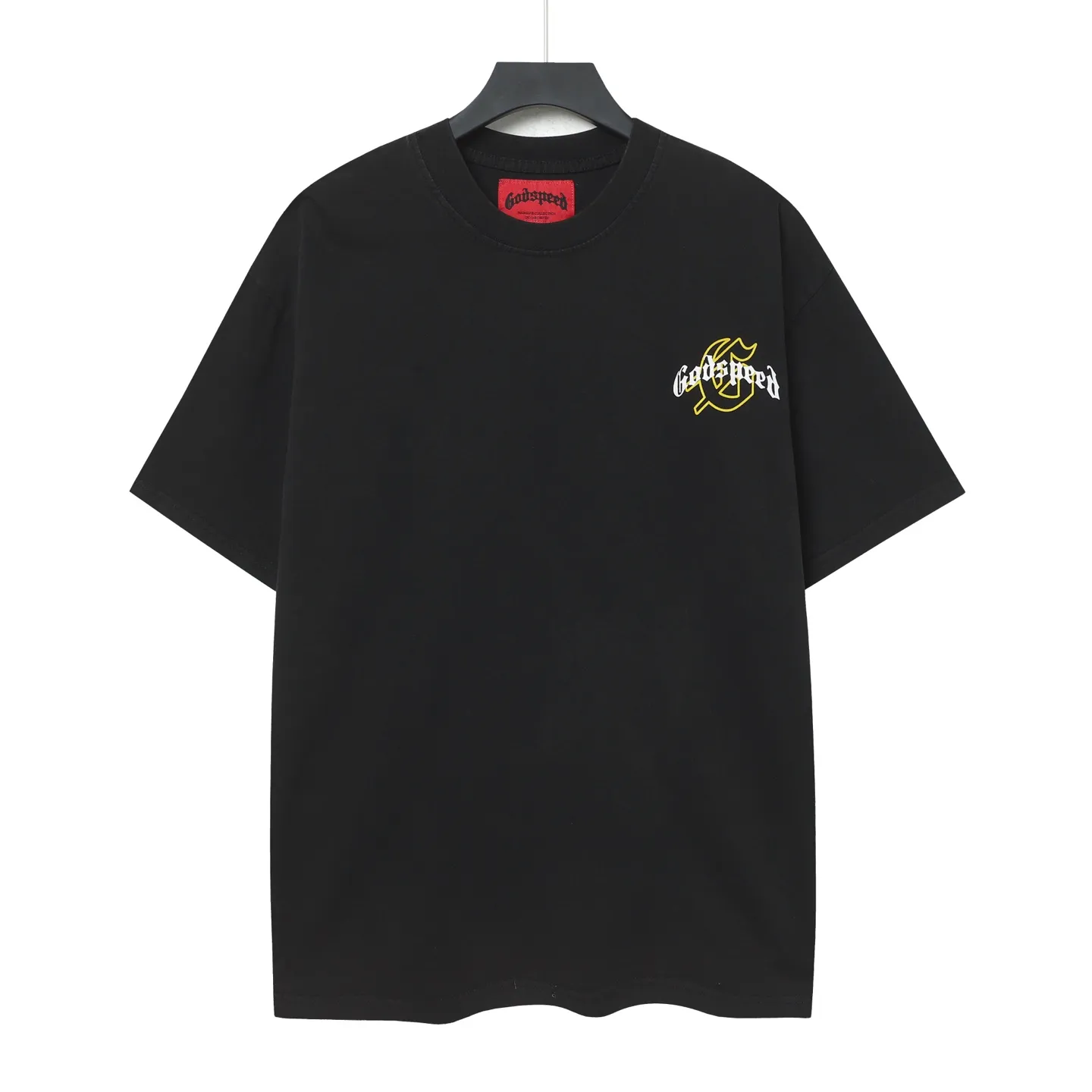 6066#washed black｜P116 Godspeed cross-border American rock and roll street washed retro style short-sleeved T (craft print) fabric (fabric): 32 count combed double yarn 250g weight size (size): S-M-L-XL color (colour): washed black 👉 👉