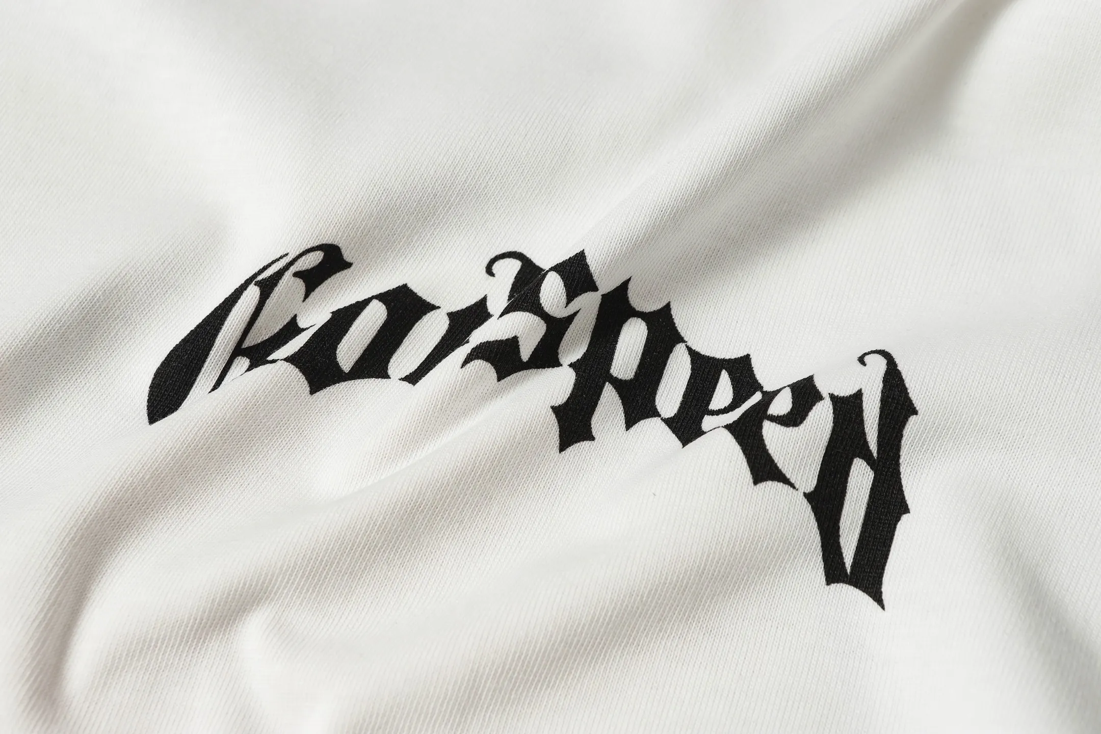 52💰5053#White Godspeed cross-border American rock and roll street washed retro style short-sleeved T (craft printing) fabric (fabric): 32 counts combed double yarn 240 grams weight code number (size): S-M-L-XL color (colour): white