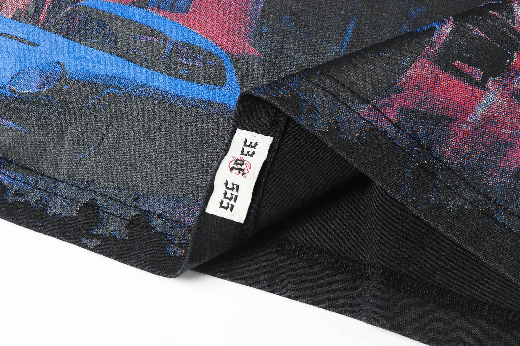 6071# washed black I P116 Godspeed cross-border American rock and roll street washed retro style short-sleeved T (craft printing) fabric (fabric): 32 count combed double yarn 250 grams weight code number (size): S-M-L-XL color (colour): washed black
