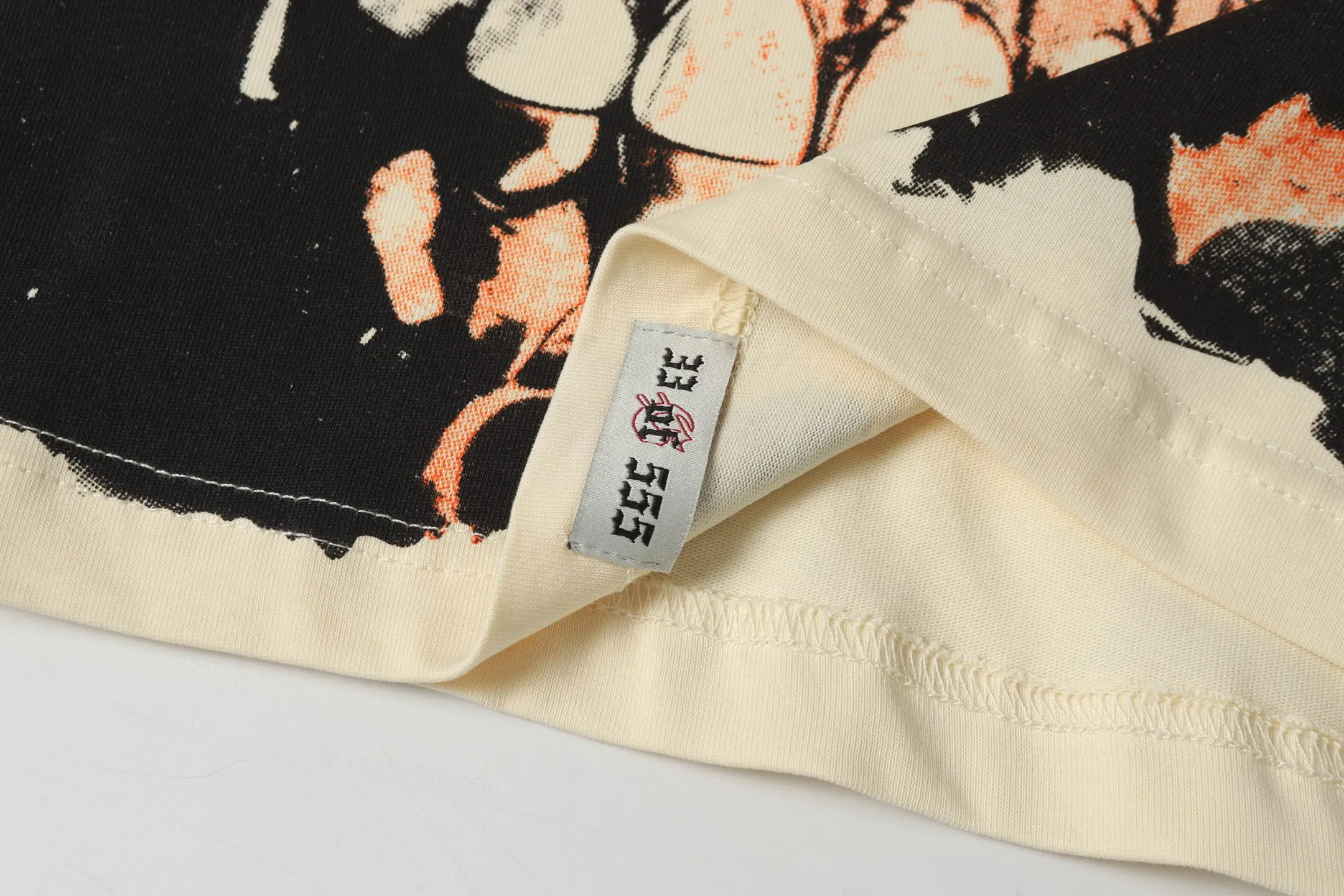 5061#apricot|P104 Godspeed cross-border American rock and roll street washed retro style short-sleeved T (craft printing) fabric (fabric) 32 counts combed double yarn 240 grams weight code number (size): S-M-L-XL color (colour): apricot