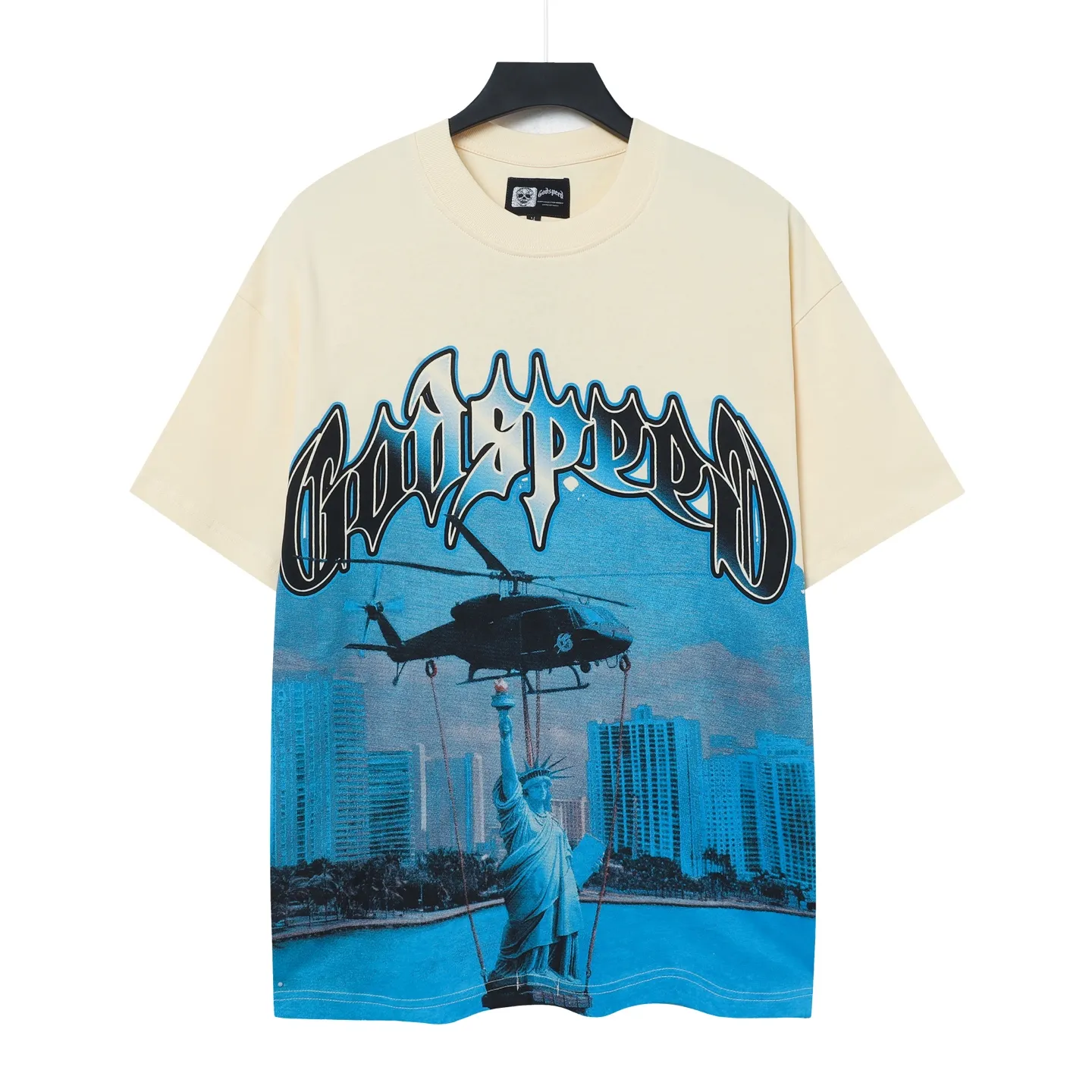5085#apricot color | P 104 Godspeed cross-border American rock and roll street washed retro style short-sleeved T (craft print) fabric (fabric): 32 count combed double yarn 240 grams weight code number (size): S-M-L-XL color (colour): apricot 👉