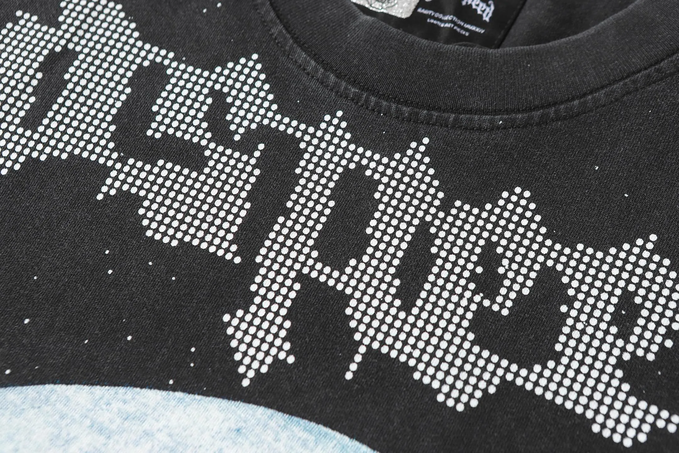6090#washed black I P116 Godspeed cross-border American rock and roll street washed retro style short-sleeved T (craft printing) fabric (fabric): 32 count combed double yarn 250 grams weight code number (size): S-M-L-XL color (colour): washed black 👉
