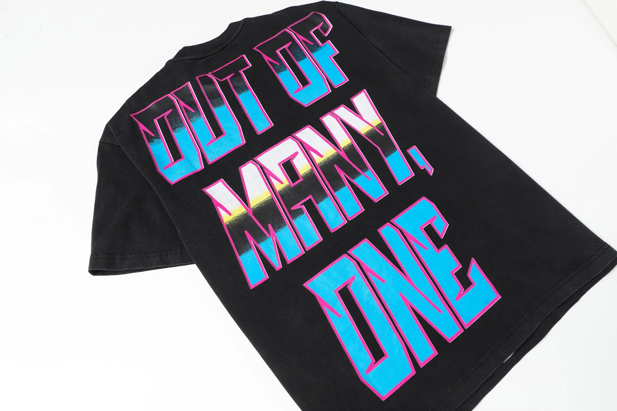 6080#washed black I P116 Godspeed cross-border American rock and roll street washed retro style short-sleeved T (craft printing) fabric (fabric): 32 count combed double yarn 250 grams weight code number (size): S-M-L-XL color (colour): washed black