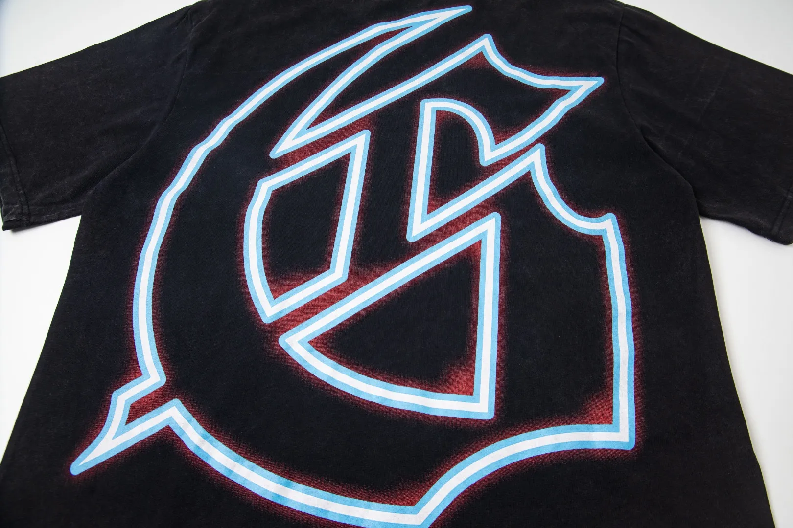 G31# GodSpeed ​​white ink direct spray washed short-sleeved S-XL size black (washed) P126 gray (washed) P126