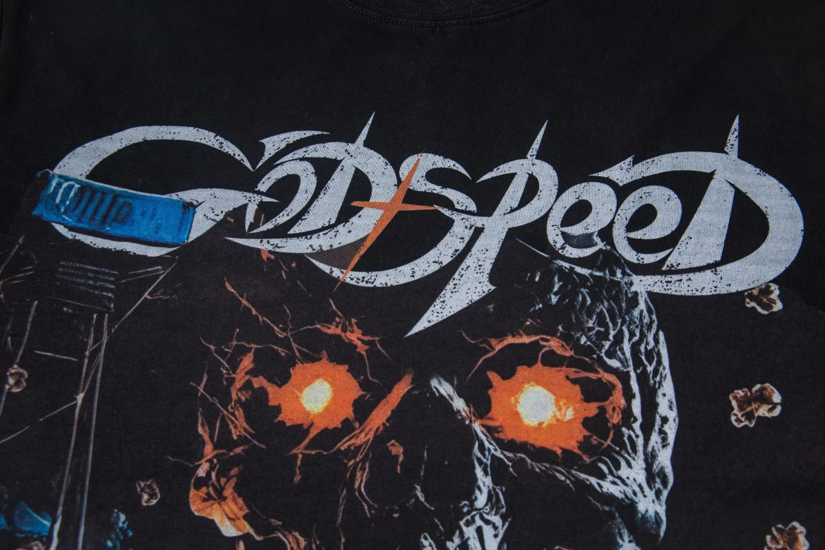 G31# GodSpeed ​​white ink direct spray washed short-sleeved S-XL size black (washed) P126 gray (washed) P126