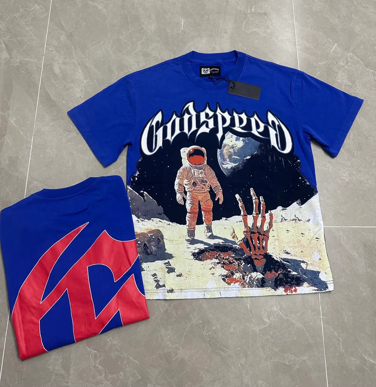 6109# Washed Kleinland I P116 Godspeed cross-border American rock and roll street washed vintage style short-sleeved T (craft printing) Fabric (fabric): 32 count combed double yarn 250 grams weight Size (size): S-M-L-XL Color (colour): Washed Kleinland