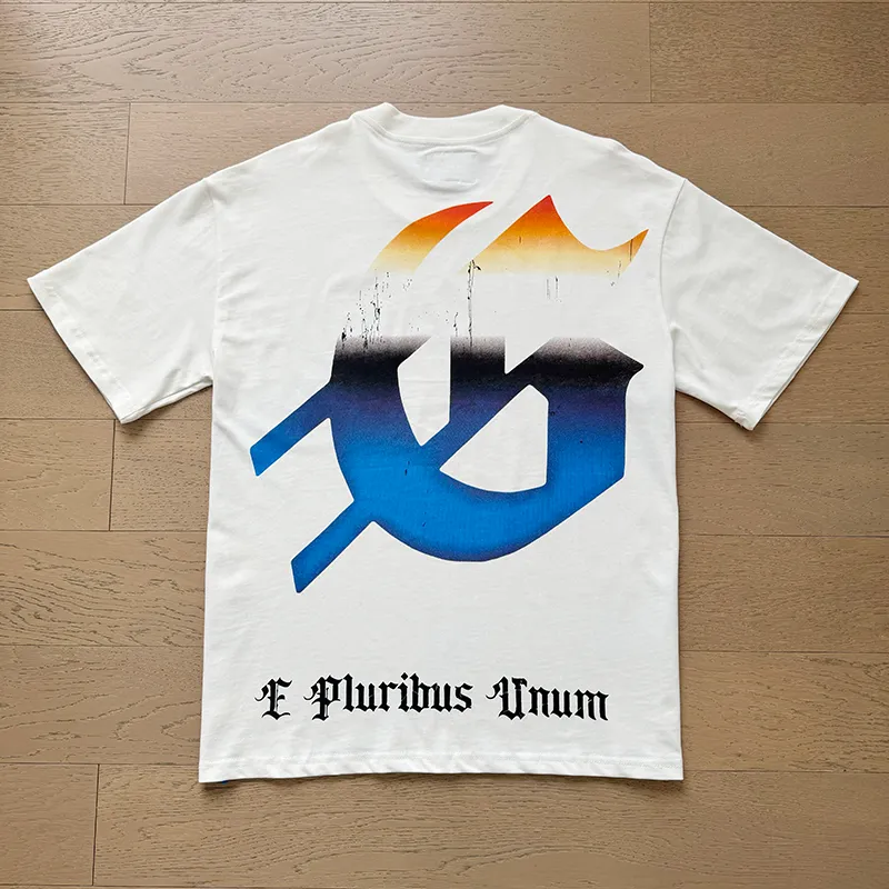 3005# P110 Real shot Godspeed American fashion rock street retro loose printed cotton short sleeves Fabric: 240g 32 count fine cotton double yarn pure cotton Color: off-white Size: S M L XL