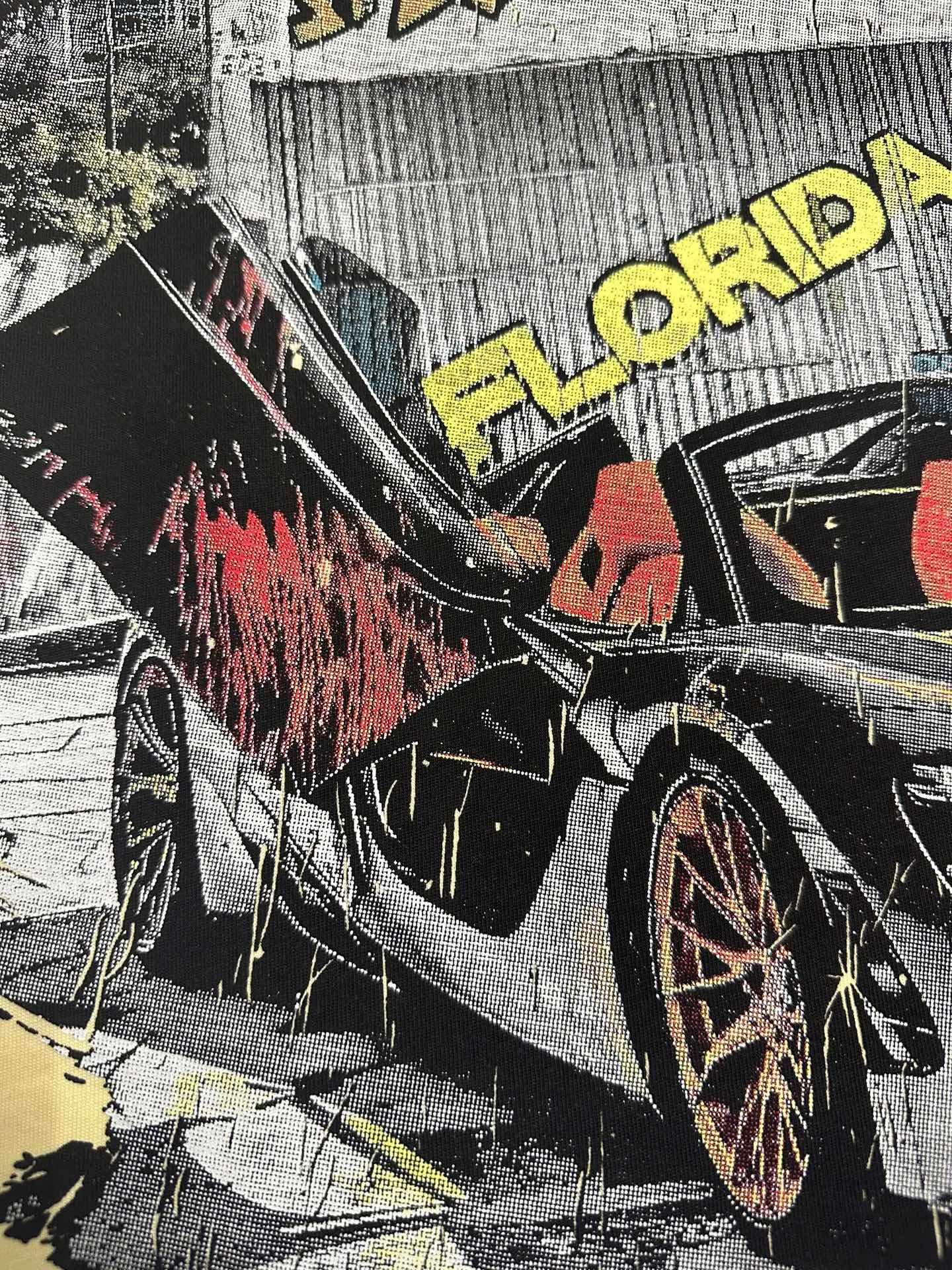 5139#Apricot color | P104 Real photos under high-definition effect Godspeed cross-border American rock and roll street washed retro style short-sleeved T (craft printing) fabric (fabric) 32 counts combed double yarn 240 grams weight code number (size): S-M-L-XL color (colour): apricot