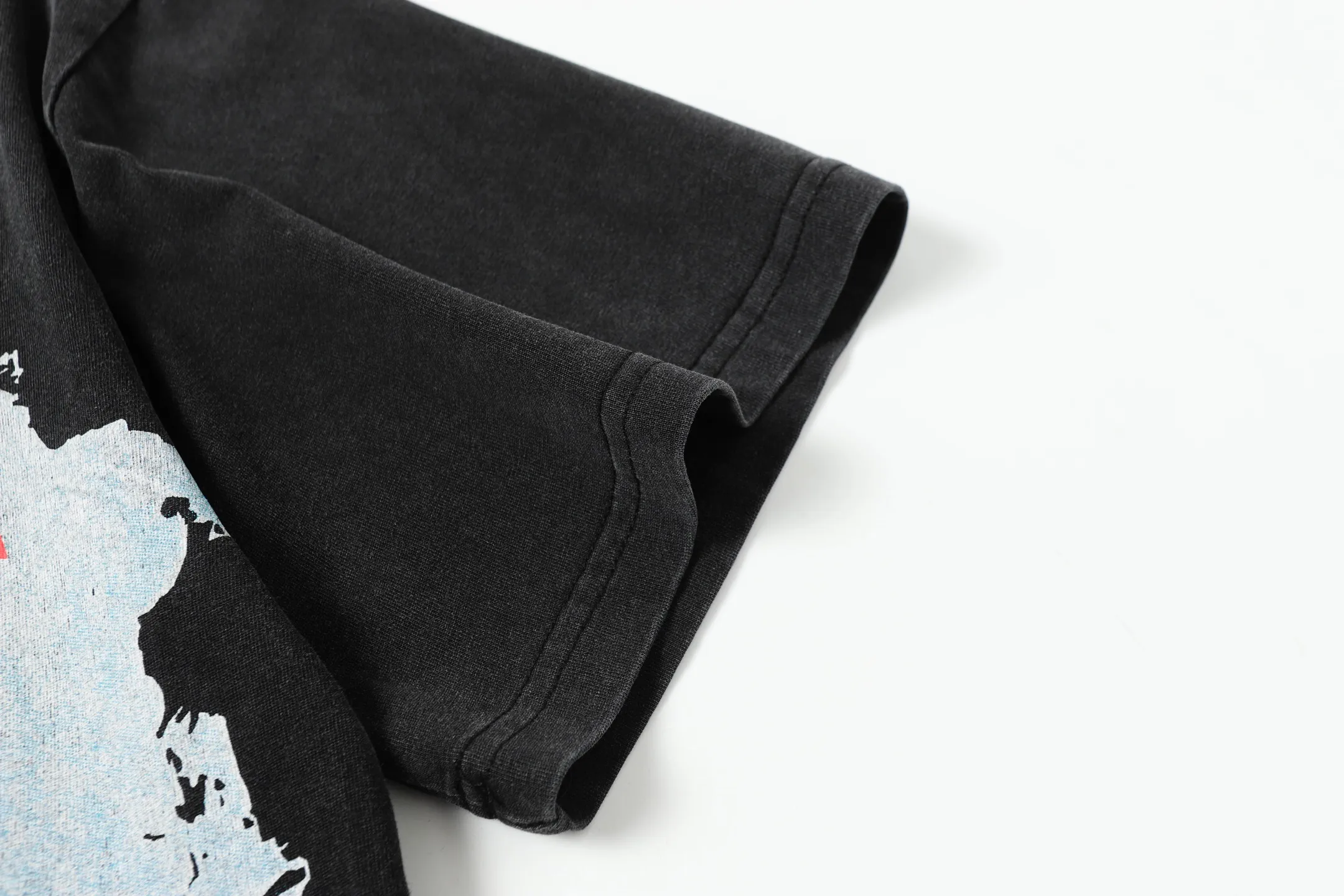 6005# washed black｜P116 Godspeed cross-border American rock and roll street washed retro style short-sleeved T (craft printing) fabric (fabric): 32-count combed double yarn 250 grams weight code number (size): S-M-L-XL color (colour): washed black