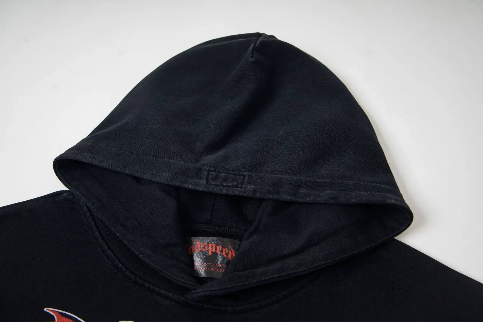 G40# GodSpeed ​​white ink direct spray sweatshirt S-XL washed black P236