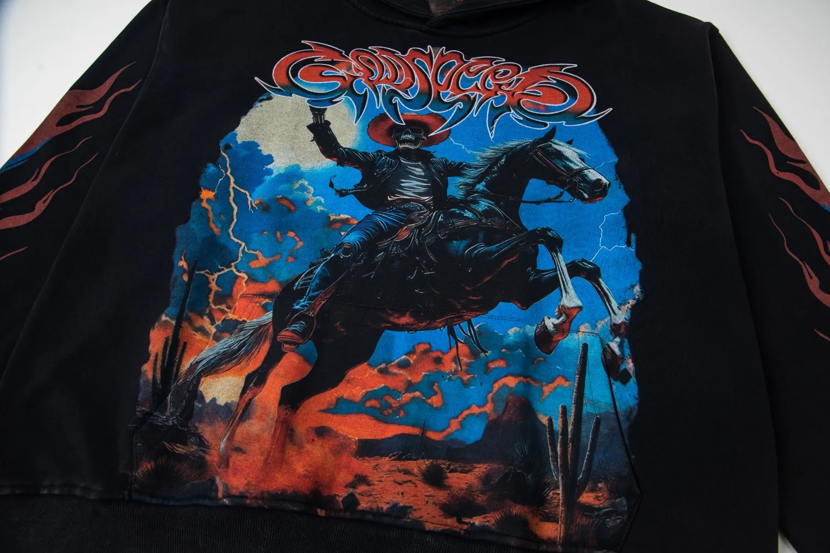 G40# GodSpeed ​​white ink direct spray sweatshirt S-XL washed black P236