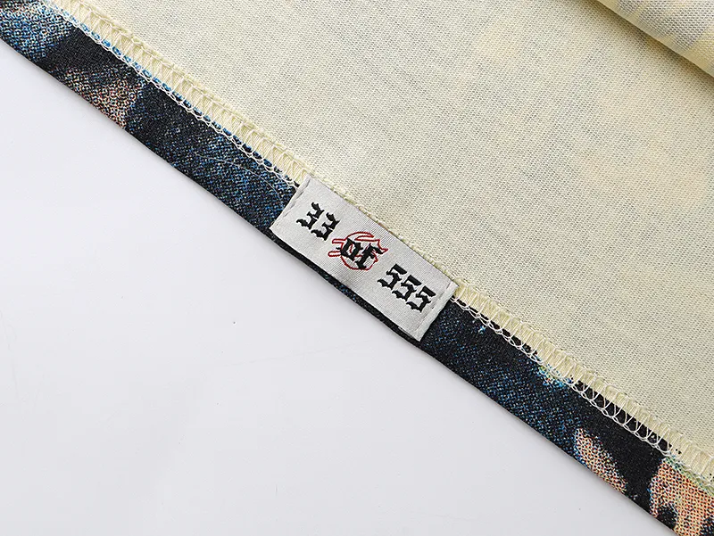 3032# P110 Real shot Godspeed American fashion rock street retro loose printed cotton short sleeves Fabric: 240g 32 count fine cotton double yarn pure cotton Color: apricot Size: S M L XL