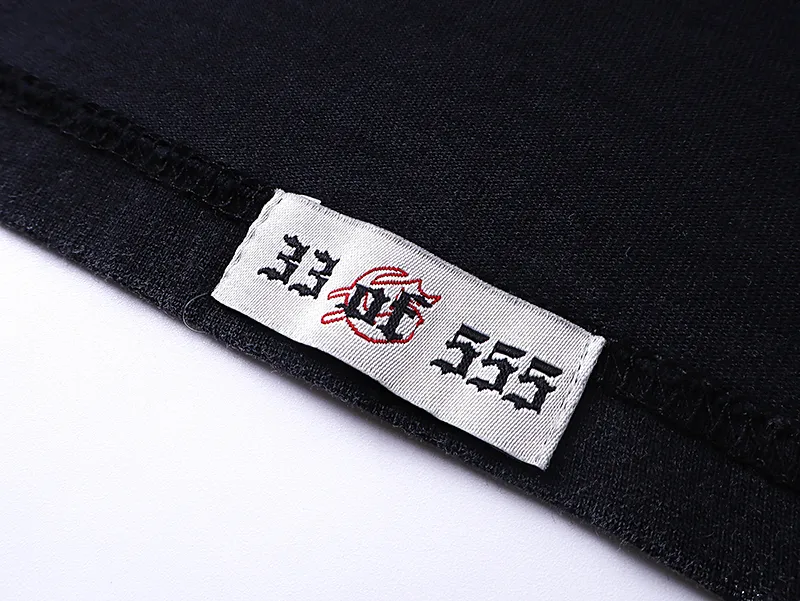 1008# P126 Washed Black Real Shot Godspeed American Fashion Rock Street Retro Washed Distressed Printed Pure Cotton Short Sleeves Fabric: 250g 32 Count Fine Cotton Double Yarn Pure Cotton Color: Washed Black Size: S M L XL