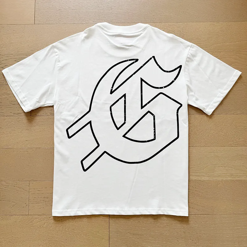3025# P110 Real shot Godspeed American fashion rock street retro loose printed cotton short sleeves Fabric: 240g 32 count fine cotton double yarn pure cotton Color: off-white apricot Size: S M L XL